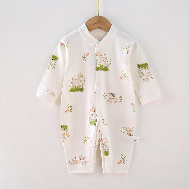 Combed Cotton Long-Sleeved Baby Romper for Newborns - Spring & Autumn