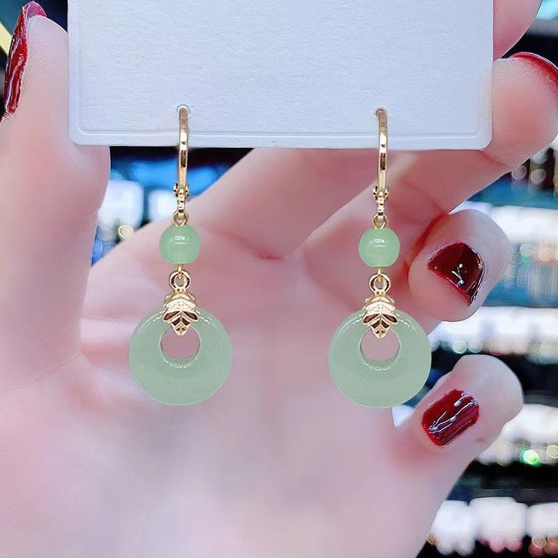 New Chinese Safety Buckle Earrings Women's Ancient Style Fringed Long Cheongsam Hanfu Earrings Retro Elegant Temperament Earrings
