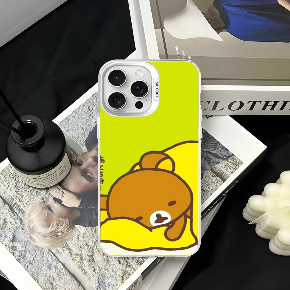 Rilakkuma Relaxed Bear Phone Cover For IPhone 16 15 14 13 12 11 17 Pro Max Plus Color Silver Shell