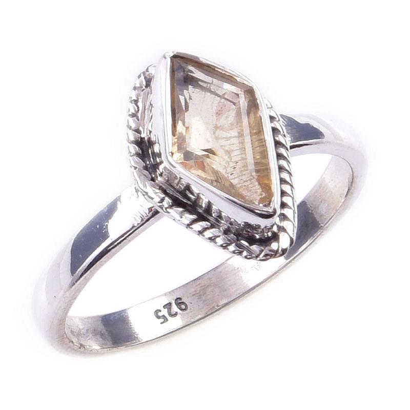 Natural Citrine Gemstone Handmade 925 Solid Sterling Silver Ring Size 7 W3C28