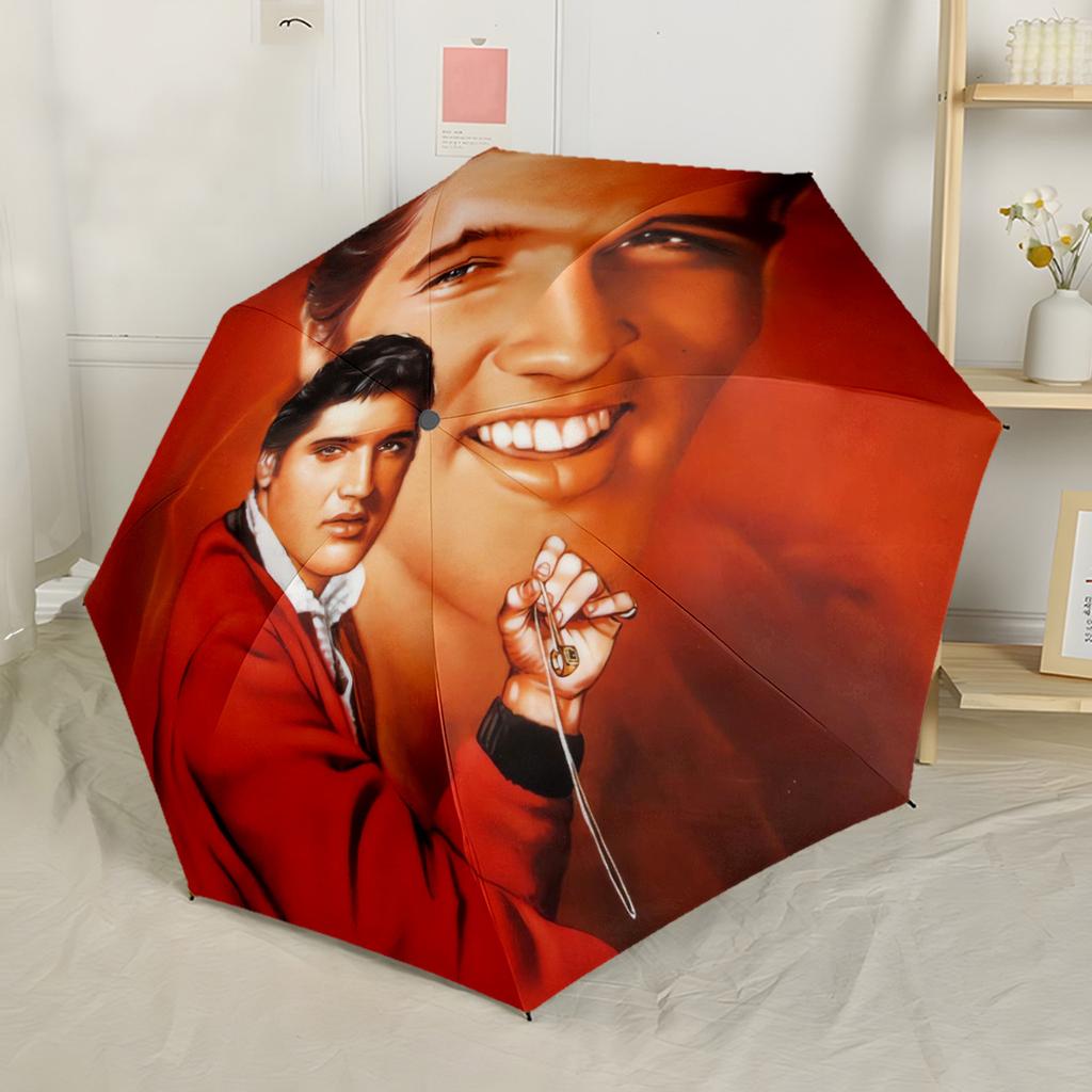 Ombrello Portatile Automatico Elvis Presley's Comeback Special Compatto Resistente Design a 8 Stecche Plastica Resistente Ferro Ombrello per Tutte le Stagioni per Viaggio