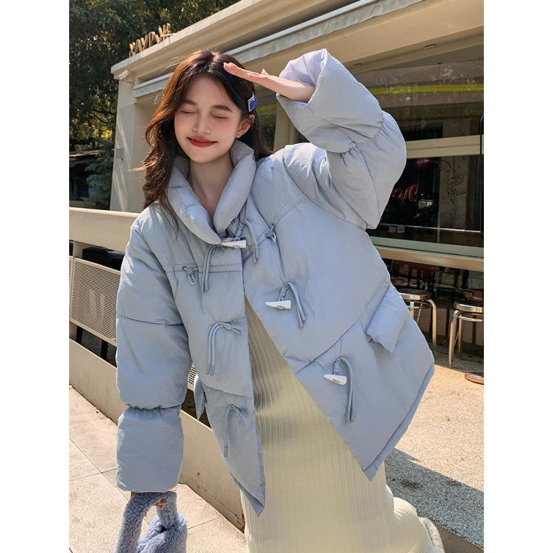 Bubble sleeves down cotton clothes women's new loose horn buckle cotton clothes bread clothes autumn and winter thick coat women