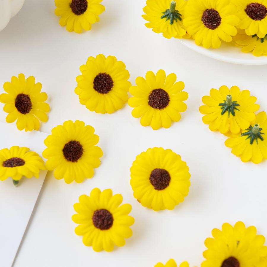 20Pcs Artificial Sunflower Scrapbook Christmas Decor for Home Wedding Outdoor Garden Diy Candy Box Bridal Accessories Clearance