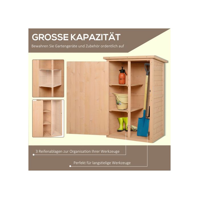 Gartenhaus - Outsunny - Naturtanne - 75 x 56 x 115 cm - Mit Verriegelung - Wetterfest