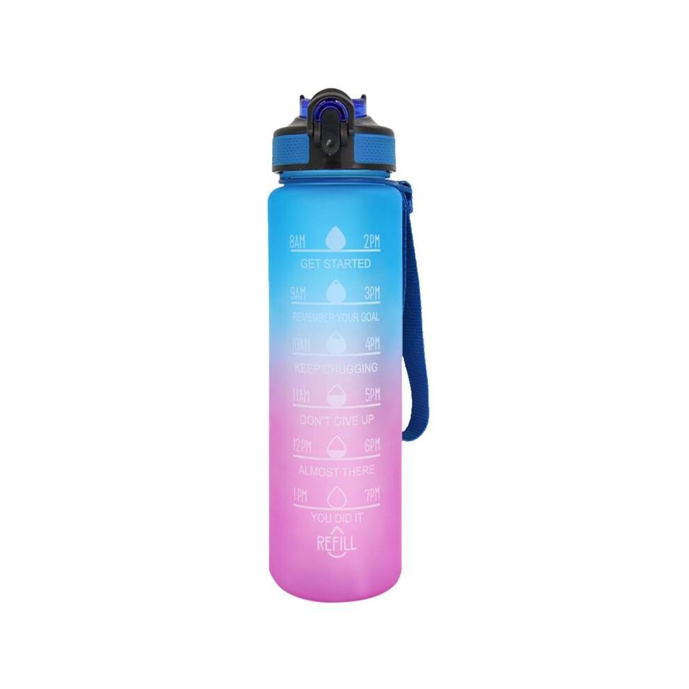 (Black, 32oz) 1000ml Sports Water Bottle, Portable Large Capacity Drinking Cup with Straw & Strap, Travel Accessories, Exercise Water Bottle