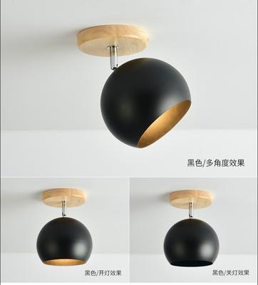 Noridc Wooden Led Ceiling Light Fixture Adjustable Angle Metal Lampshade Colorful Modern Lamp For Corridor Aisel Indoor Creative