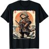 T-shirt Chat Samouraï Katana Équipement Complet Guerrier Combattant T-shirt Graphique Drôle Chat Mythique Art Japonais T-shirt
