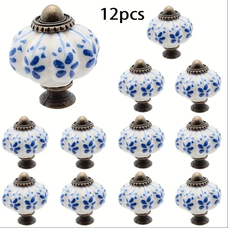 Rustik Desenli Balkabağı Seramik Çekme Kolu Çocuk Odası Çekmece Dolap Kapı Kolu Avrupa Retro Kolu