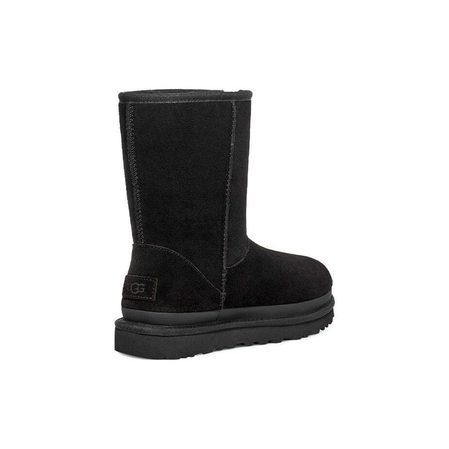 (WMNS) UGG Classic Short Zipper Tape Logo Boot 'Black' Women's 1144035-BLK