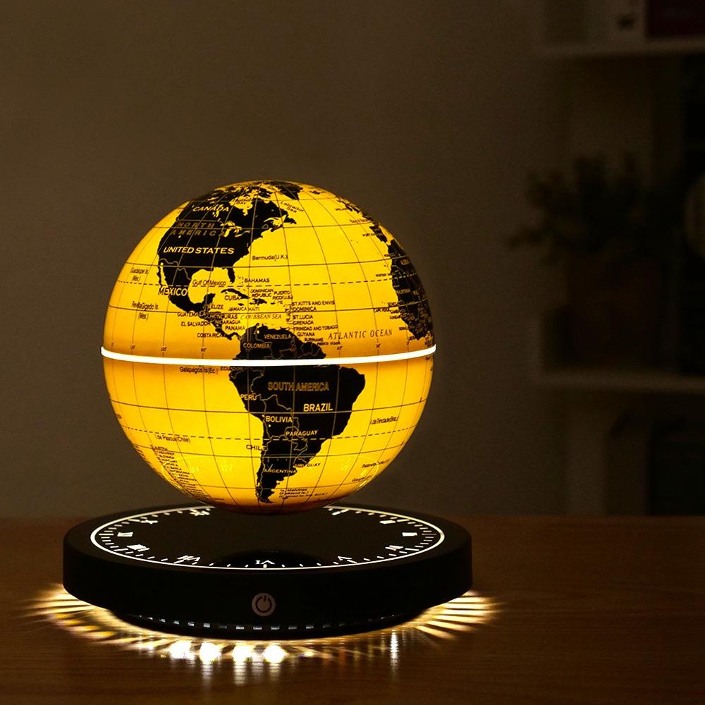 Magnetic Levitation Globe Clock Base Golden Luminous Globe Colorful Atmosphere Night Light Technical Sense Ornament
