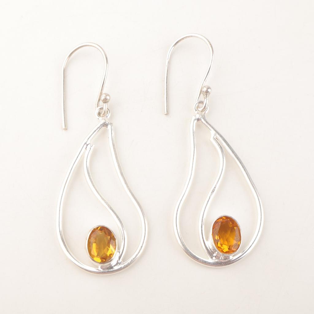 Citrine Gemstone 925 Sterling Silver Dangle Best Friend Gift Earrings Jewelry EE-139-14