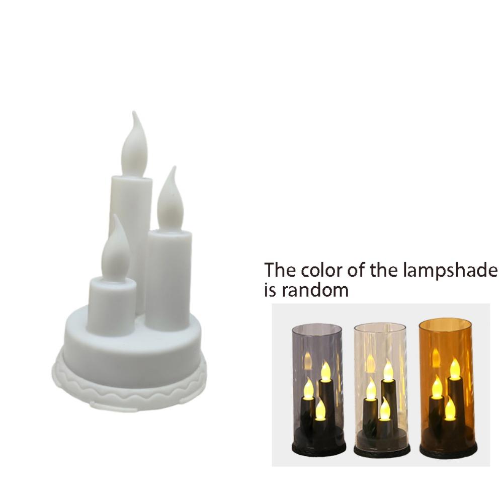 3 in 1 LED Flameless Candle Flickering Taper Electronic Candle Light Three-Wick With Lampshade Flameless Pillar Candle