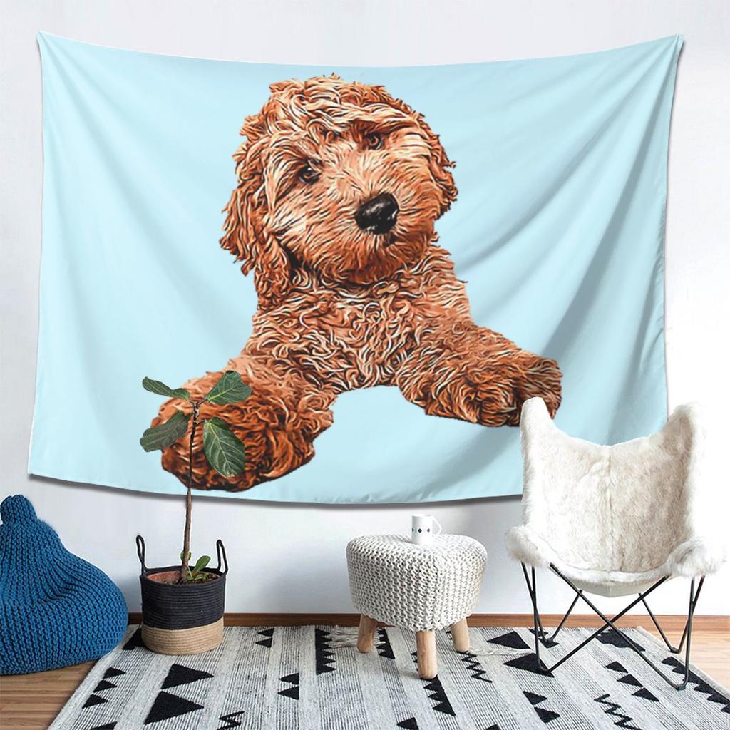 Cavapoo Labradoodle Goldendoodle Poodle Mix Tapestry Decor Art Aesthetic Tapestries for Living Room Home Wall Cloth Wall Hanging