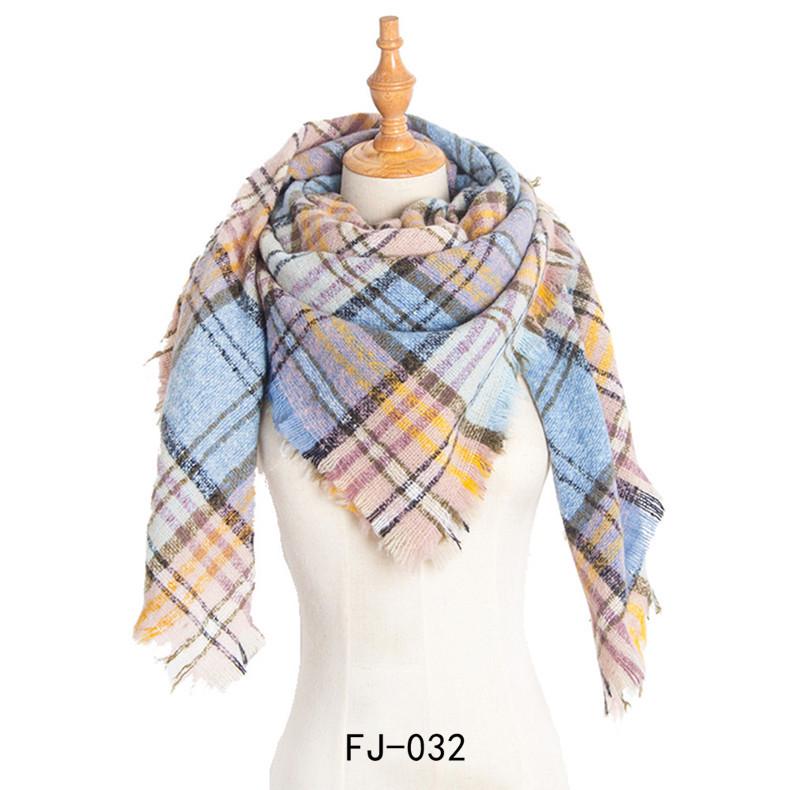 European & American Autumn/Winter Thick Double-Sided Plaid Scarf & Shawl for Women
