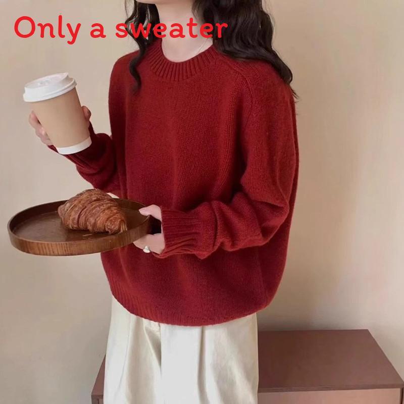 Fauler Strickpullover für Damen mit einfarbigem Design für die Herbstkälte