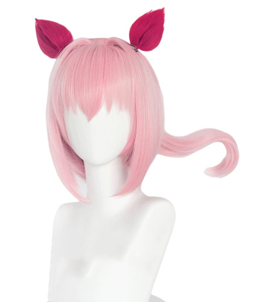 Haru Cosplay Idealny do Zawiera Siatkę i Różową Perukę w Stylu Urara, Odporna na Ciepło, 50 cm, Przebranie, Grzebień, (Peruka, Uszy, Ogon)