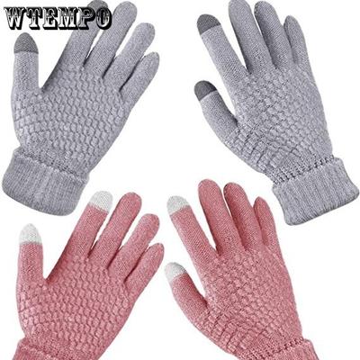 Winter Warm Touch Screen Knitted Gloves with Thick Velvet for Cold Protection Adult Men's and Women's Outdoor Sports Cycling Gloves