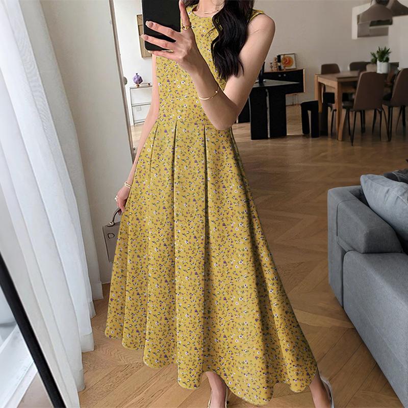 ZANZEA Women Casual Round Neck Summer Sleeveless Floral Print Dress