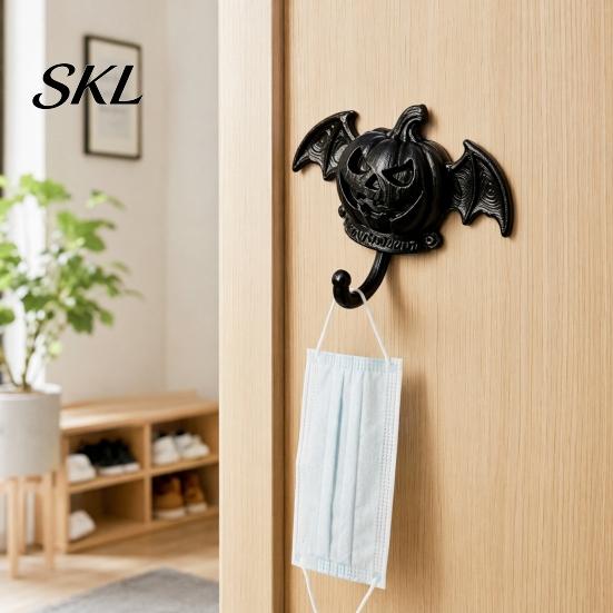 Multi-color Halloween Hooks Devil Pumpkin Bat Wall Hook, No-Drill Adhesive Hook for Keys Small Pendant Hanger Bags, Strong Sticky Damage-Free