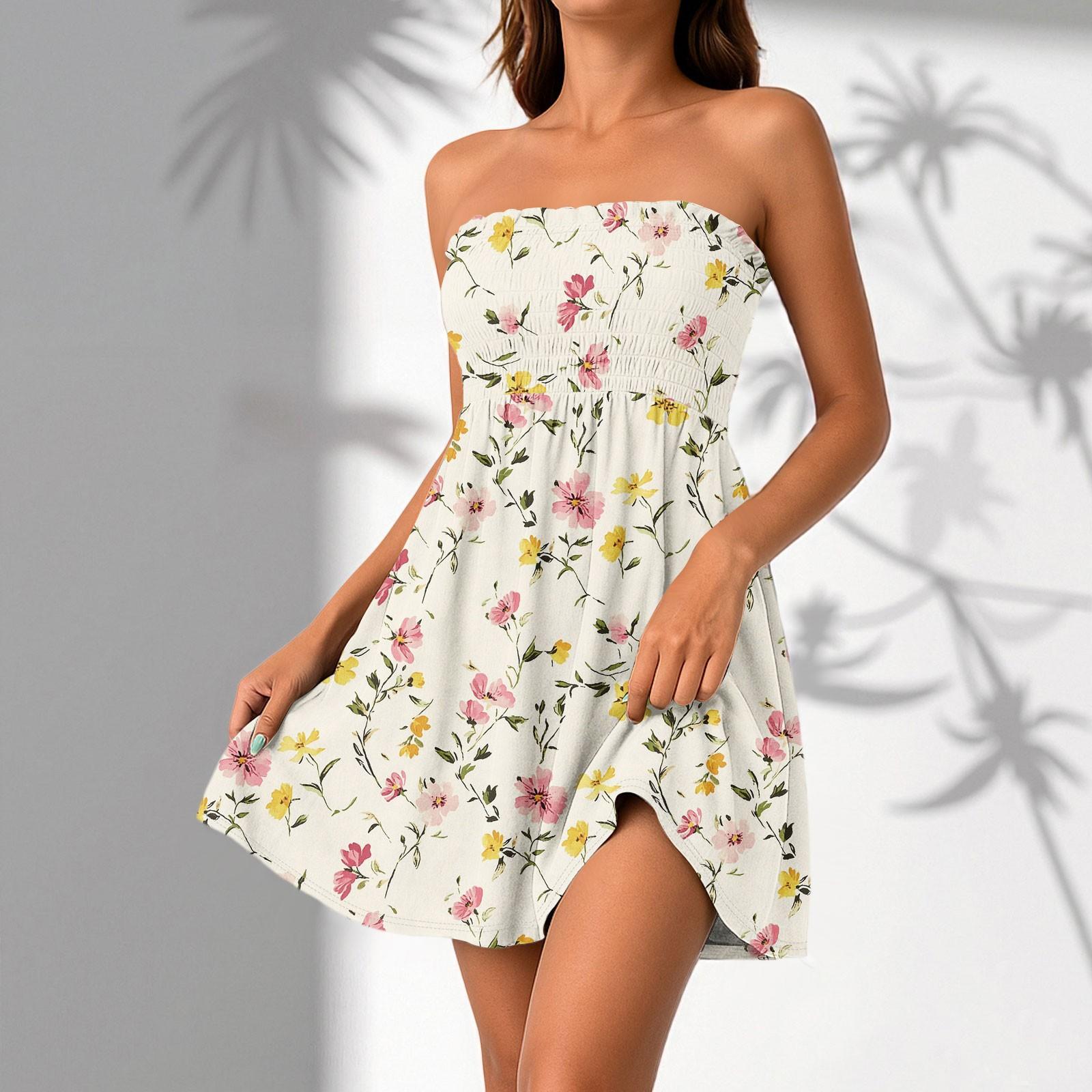 

Женские повседневные летние платья без рукавов, весеннее лоскутное бохо-цветочное коктейльное вечернее платье L бежевый