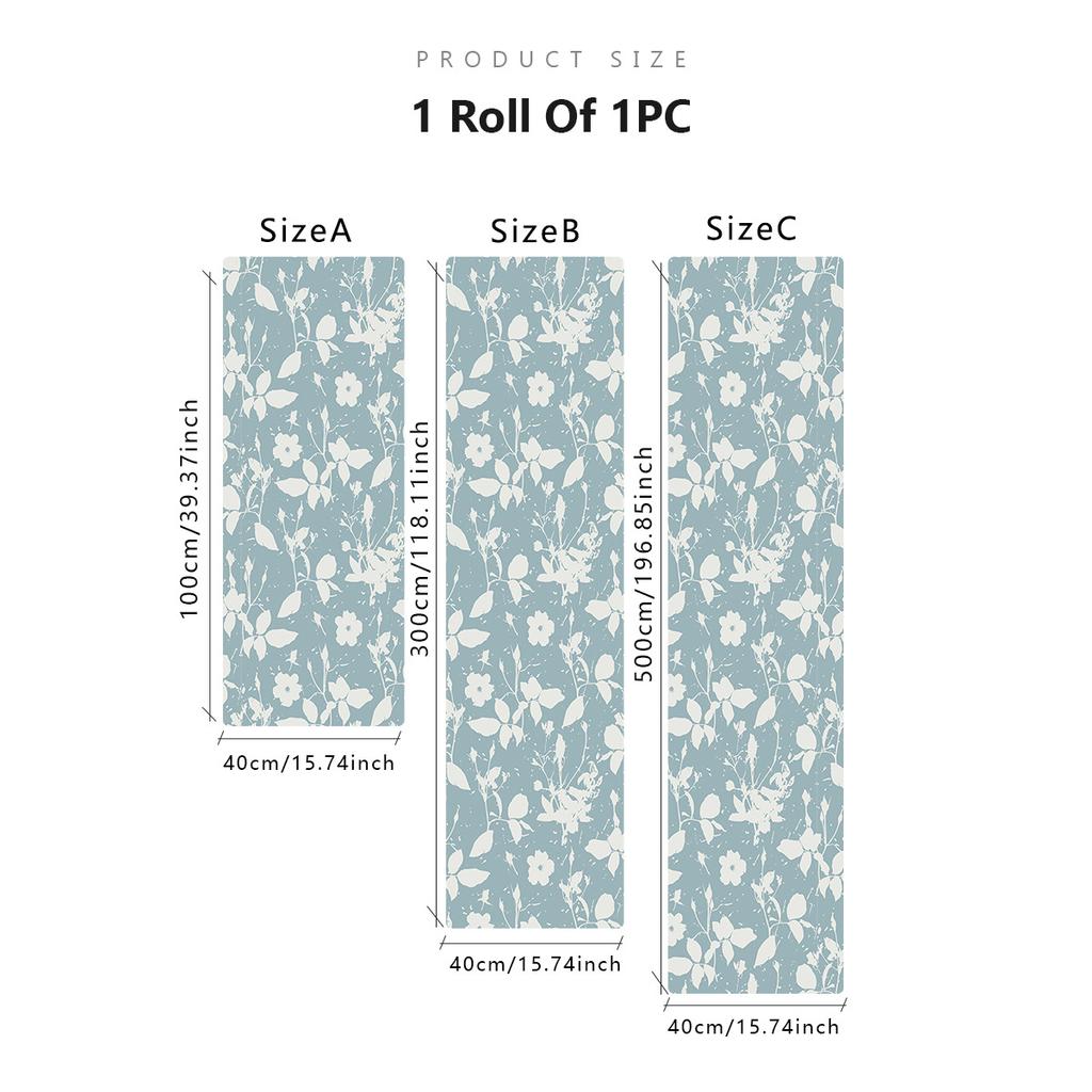 Flower Ink Wall Sticker Self-Stick Simple Gray-White Purple Pink Blue And White Wallpaper Self-Stick Household Moisture-Proof Wallpaper