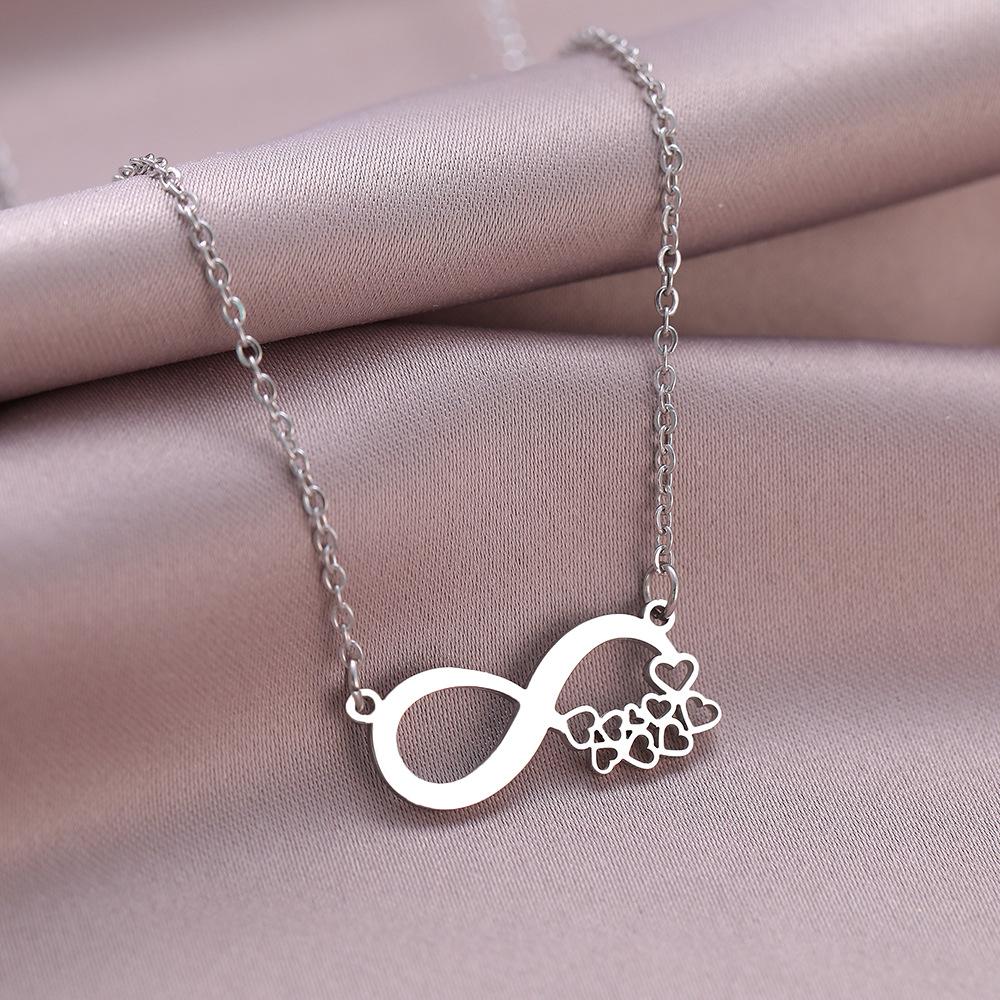 Figure Eight Short Stainless Steel Necklace - Women's Clavicle Chain