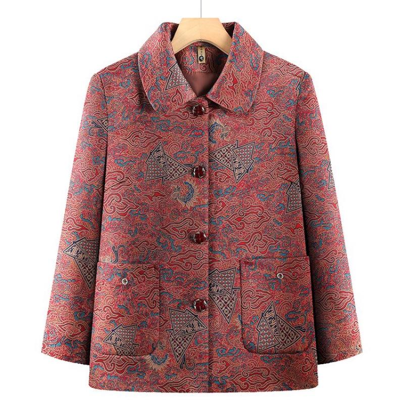 

Spring Printed Women s Top - Mid to Elderly Loose Cover-up Jacket 3XL (120-130 lbs)