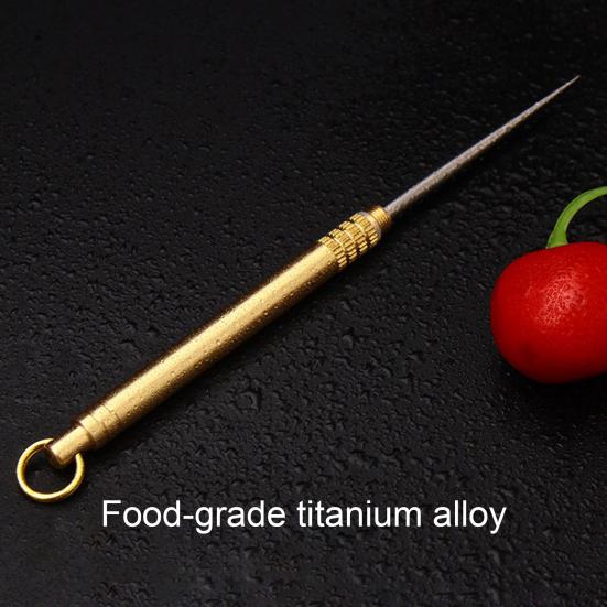 Portable Titanium Alloy Toothpick Reusable Food Grade Metal Toothpick Multi-functional Travel Detachable Pocket Tooth Pick Keychain Pendant
