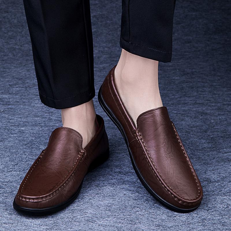 Fashion Elegantes Genuine Leather Loafers Classic Male Casual Shoes Comfy All-match Slip On Boat Shoes High Quality Men's Business Shoes