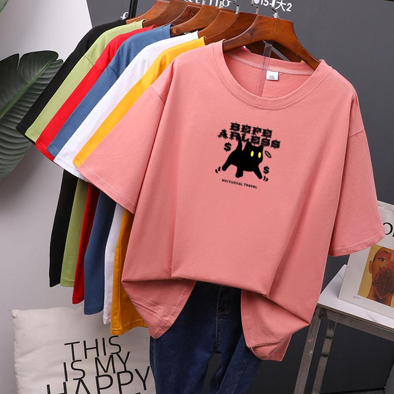 Cat Animal Pet Love Style Clothes Summer Female T-shirts Short Sleeve Ladies Print Fashion Women's Clothing Graphic Tee