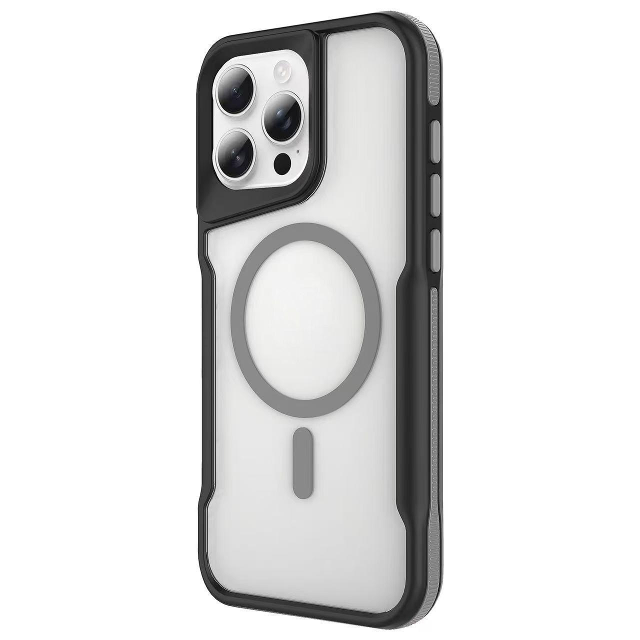 

For iPhone 16 Pro Max Magnetic Case Skin-Touch TPU+PC Shockproof Phone Back Cover Grey