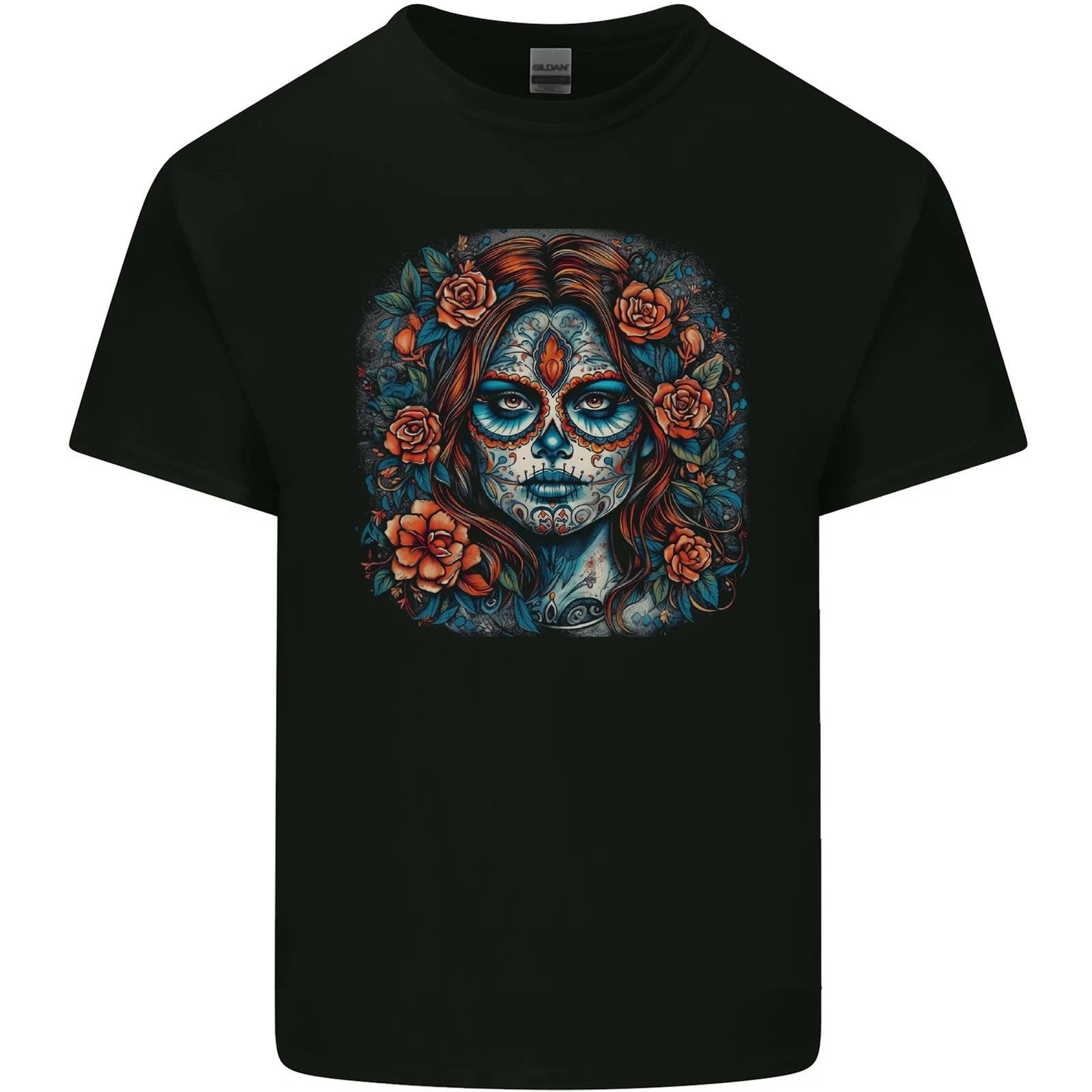 Day of the Dead Sugar Skull Girl Santa Muerte Kids T-Shirt Childrens 3XL