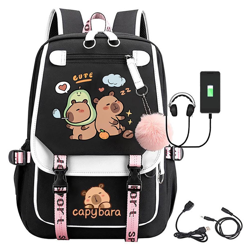 

Kapibara cartoon printed children s schoolbag cute large capacity primary and secondary school students lightweight spine backpack