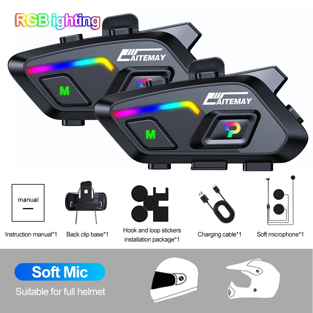 P20 Motorcycle Intercom Helmet Headset 300M Wireless Intercomunicador Moto Walkie Talkie 1000mAh With Ambient Light