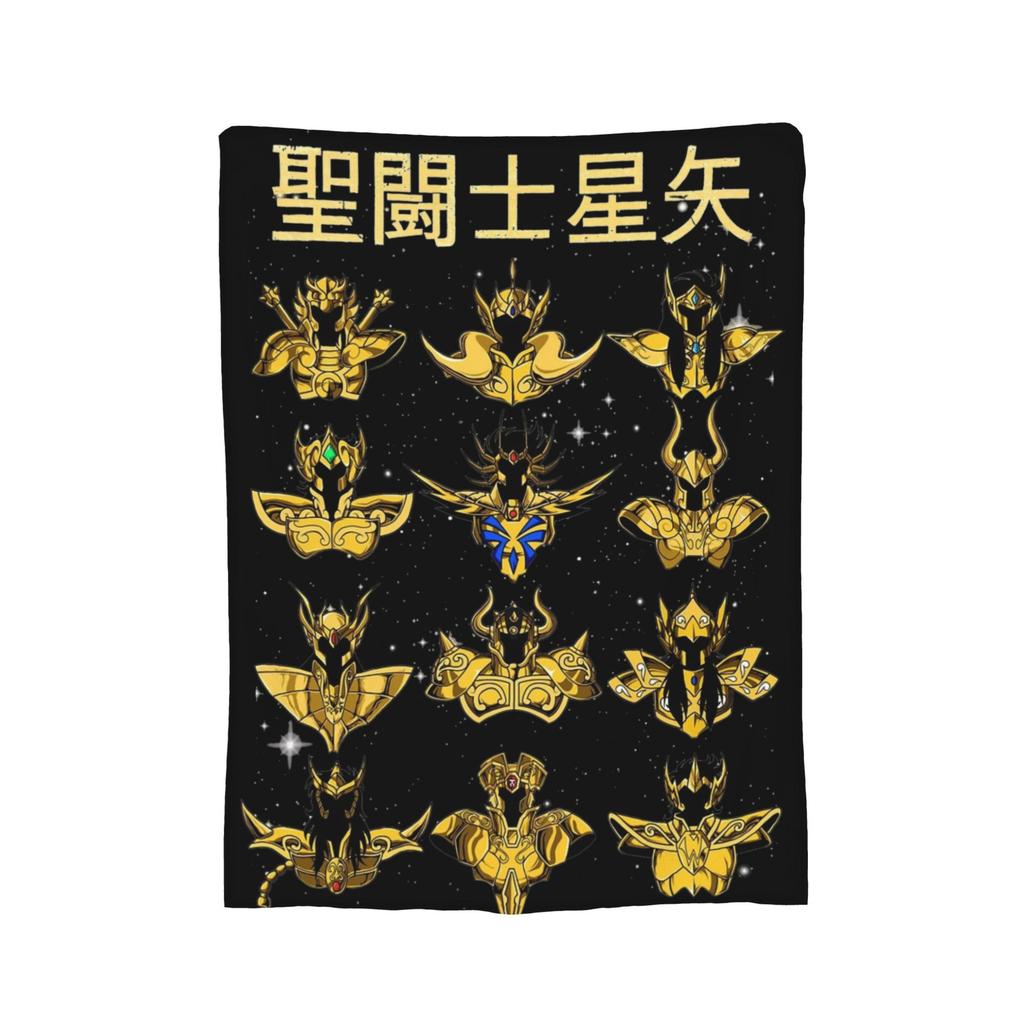 Knights Of The Zodiac Anime Fleece Throw Blanket Saints Seiyas Blankets for Bedding Office Super Warm Bed Rug,