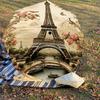 1PC Eiffel Tower Flowers Umbrella-8-Rib Reinforced, Automatic Open, Lightweight & Durable, Cute Fashion Accessory for Outdoor, Beach, or Casual Use, B