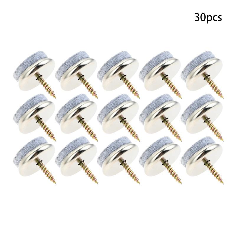 30pcs Felt Furniture Gliders Screws-on 18mm-28mm 0.7"-1.1" Chair Leg Pads Wooden Floor Protection No-slip Reduce-noise Fittings