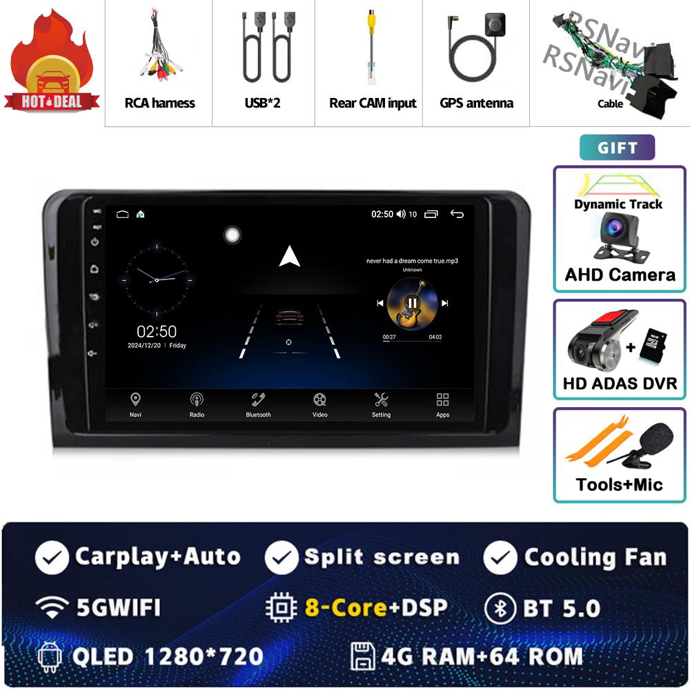 9" Android 14 Carplay Car Radio For Mercedes Benz M-Class W164 GL-Class X164 ML GL Multimedia Video Player GPS Stereo 2Din Auto