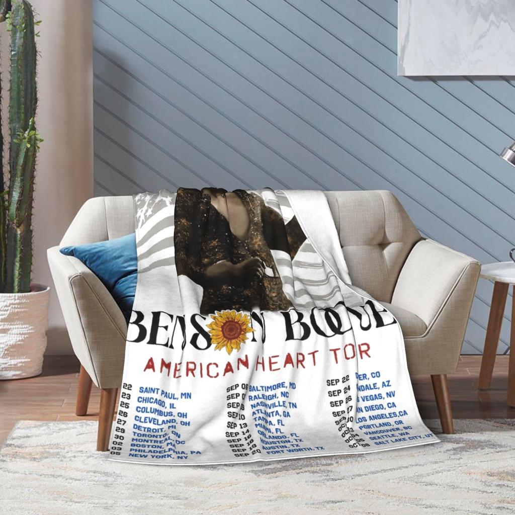 Benson Boone American Heart Tour 2025 Print Blanket For Men Women Warm Cozy Fluffy Throw Blankets for Living Room 50x60 Inches