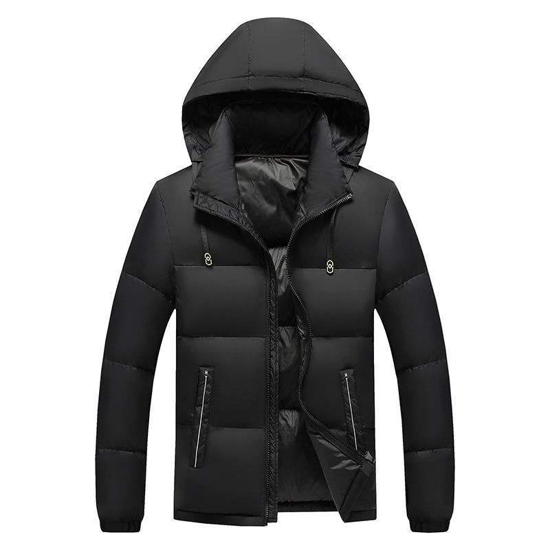 Light Thin Section of The Cotton Coat Men's Winter Fashion Clash of Colours Slim Simple Removable Cap Thickened Hooded Jacket Men