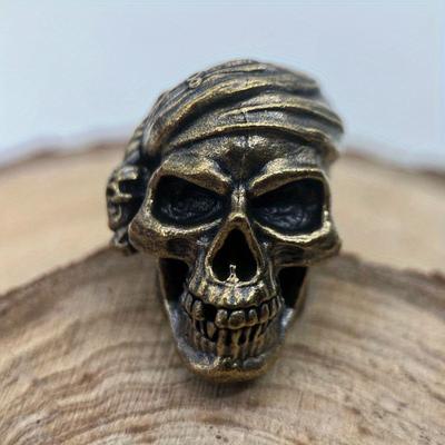 Margea de cuțit din alamă cu craniu de pirat, pandantiv instrument de exterior, breloc DIY, accesorii brățări împletite, șnur cu farmece