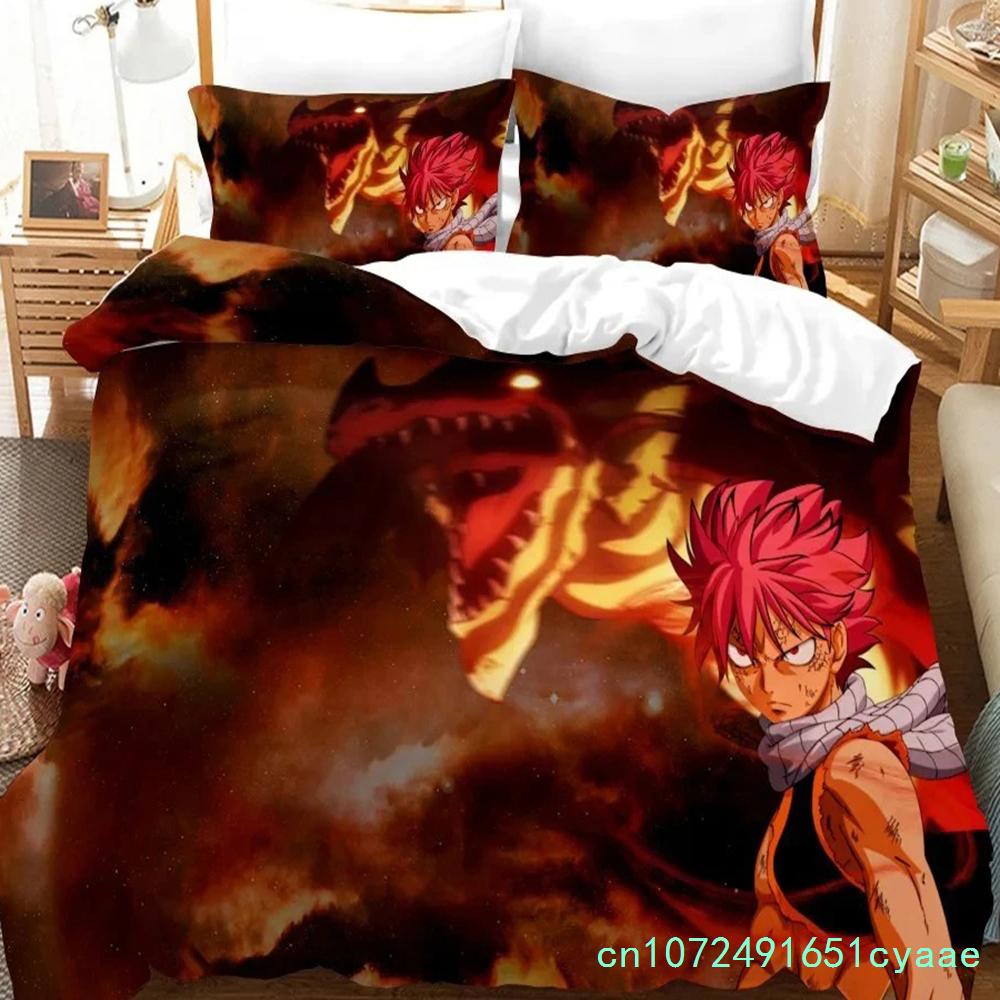 3D Print Anime Fairy Tail Logo Natsu Bedding Set Boys Girls Twin Queen Size Duvet Cover Pillowcase Bed Boys Adult Home Textiles
