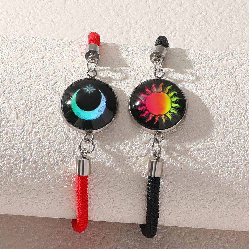 1 Pair Glowing Couple Bracelets Adjustable Leather Bracelet Braided Bracelet Rope Bracelet for Date Night and Parties