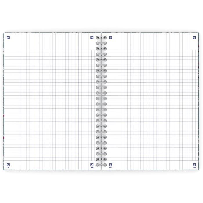 Cahier B5 - OXFORD - Floral - 120 pages - Petits carreaux - Rose