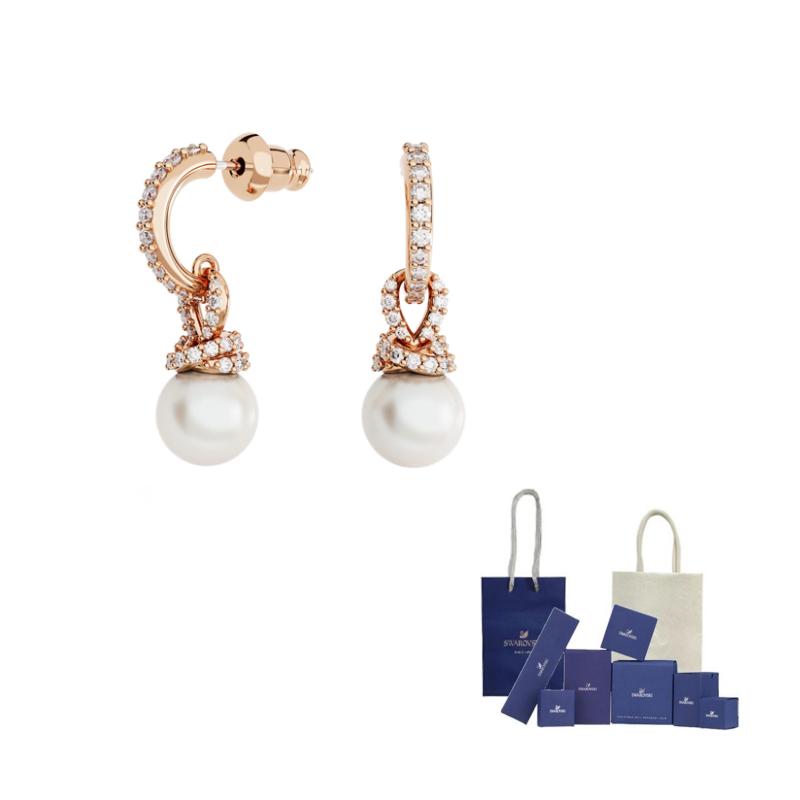 Swarovski Rose Plated Earrings Womens Rose Gold F-Branded gift bag