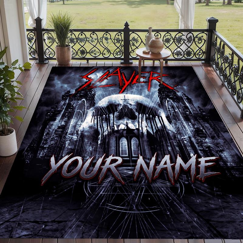 Custom Name Slayer Crystal Velvet Floor Rug Personalized Text Soft Carpet Home Decor