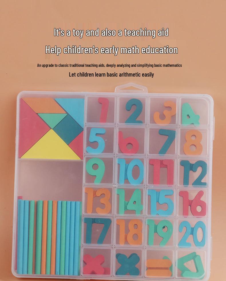 Wooden Arithmetic Counting Sticks - Educational Math Learning Box for Kindergarten and Elementary