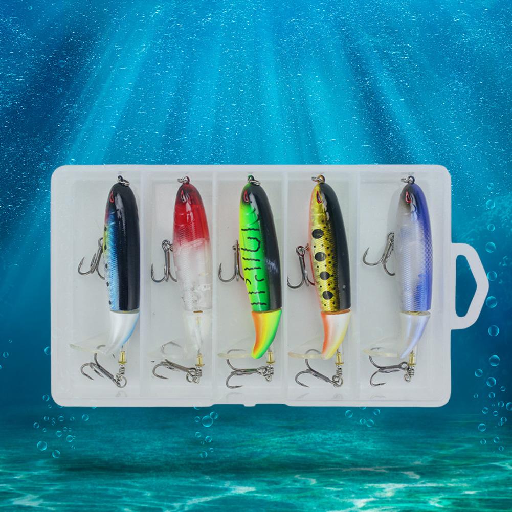 5pcs Whopper Popper Artificial Bait Rotating Tail Hard Plopper Fishing Bait Hard Bait for Bass Pike Chub Fishing Accessories