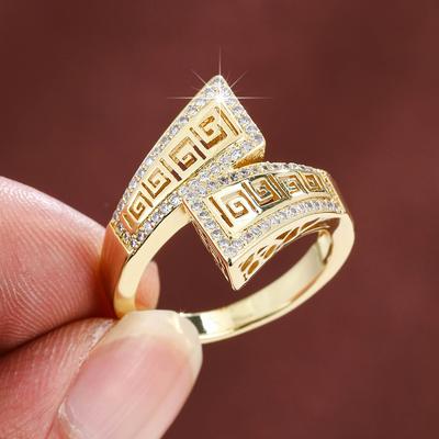 Inel Geometric de Personalitate pentru Doamne Inel cu Zirconiu Eleganță pentru Femei