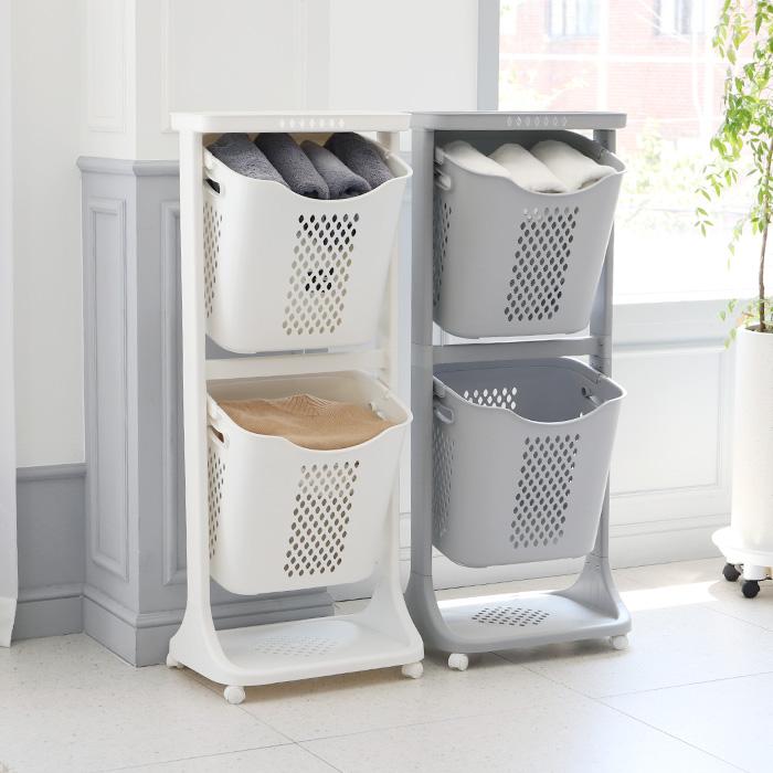 Ver.2 Large Capacity Trolley Swing Two-Layer Laundry Basket